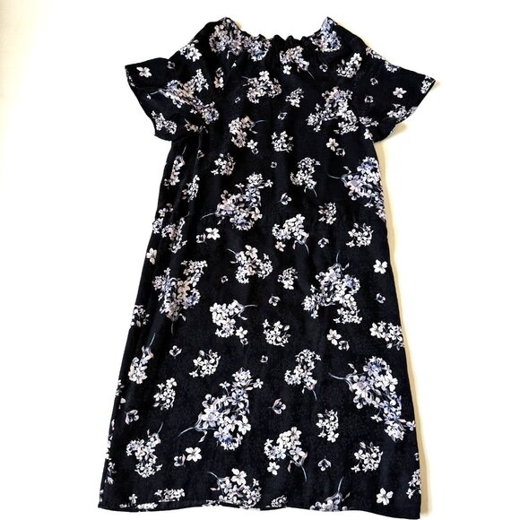 Rebecca Taylor Womens 2 100% Silk Floral Hydrangea Black Dress Tie Waist Modes - Picture 5 of 8